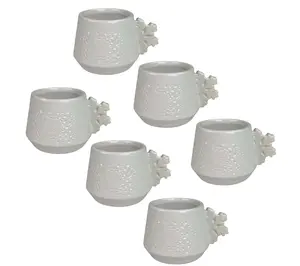 10 Strawberry Street Set of 6 Snowflake HandleEspresso Cups