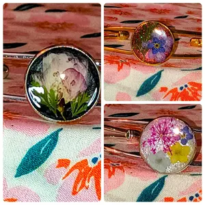 Real flower cuff bracelet