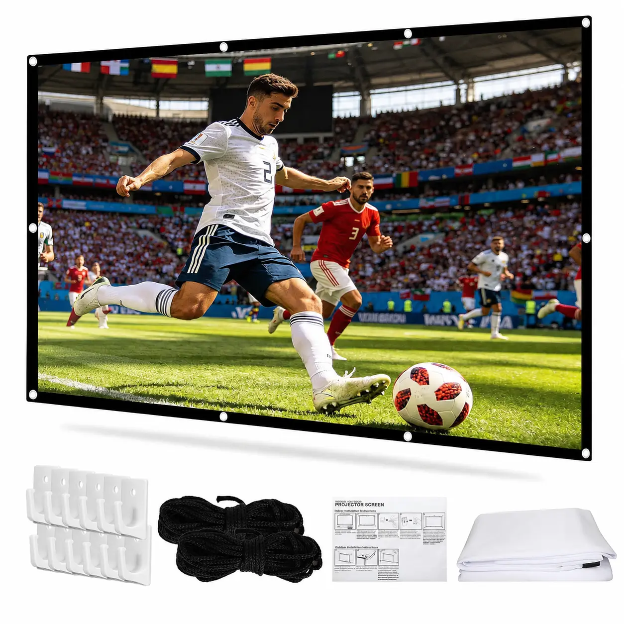 Portable Foldable Projector Screen 16:9 HD Outdoor Home Cinema Theater 3D Movie