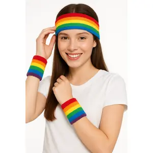 Rainbow Headband & Wristband Set for Pride