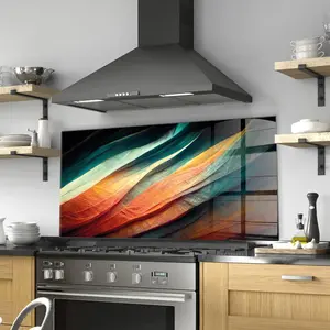 GCKG 3D illustration abstract design made of colorful forms Tempered Glass Kitchen Backsplash, Stove Back Cover, Stove Splashback, Cutting Board, Kitchen Wall Decor