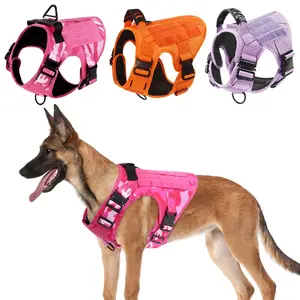 Military Camouflage Dog Harness Set for Large/Medium Dogs | Harnesses, Leash Adjustable Pet German Shepherd, Belgian Malinois Tactical Training Vest