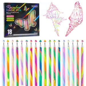 6/18 Color One-Pen Three-Color Rainbow Spiral Pen, DIY Gradient Glitter Drawing Marker Highlighter, Special Effect Drawing Pen, Student Art Drawing, Handmade Journal Gel Pen, Stress-Relieving Drawing