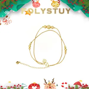 [1.2mm by 10.36 inches Snake bone + bead double-layer anklet (can be used as a bracelet)]【FOLYSTUY(W176+W177)】Snake bone + bead double-layer anklet (can be used as a bracelet) - Exquisite Delicate Ornament for Any Occasion