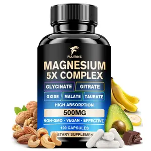 Magnesium Pills Supplement - 5 in 1 Complex, Glycinate, Citrate, Malate, Taurate, Oxide - Stress, Muscle & Heart Support