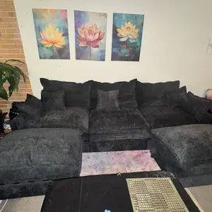 【2 Packages Shipping】GOSUHI 108" U-Shaped Modular Sectional Sofa - Comfy Cloud 3-Seater with 2 Movable Ottoman, Cloud Sofa,Deep Seat Linen Couch for Living Room, Beige Color ,Comfort & Stylish Design,Chenille pink