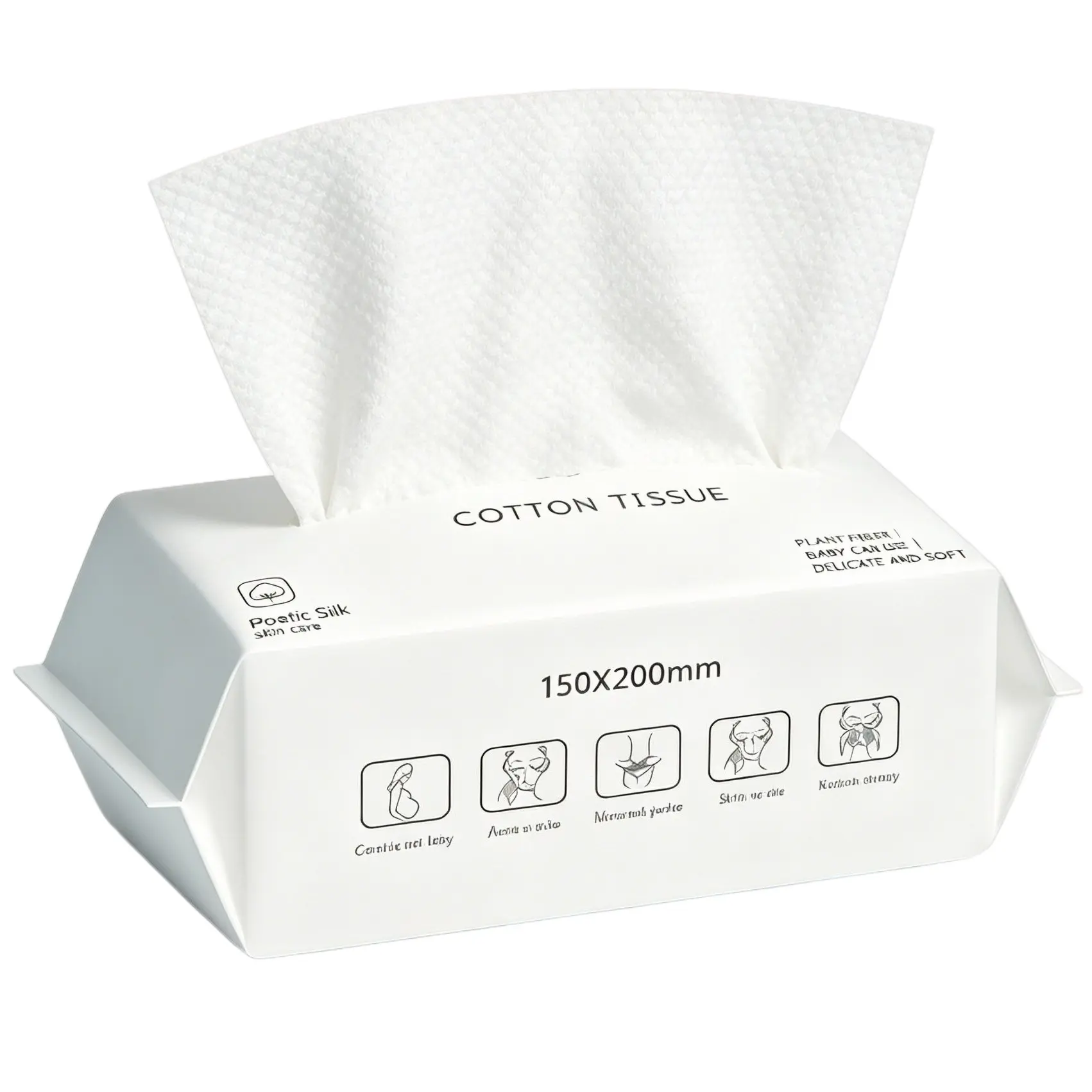 Disposable Face Towels Ultra Soft & Thick Washcloths, Facial Towels for Sensitive Skin, Makeup Remover Dry Wipes, Lint-Free Towelettes, Soft Facial Tissues, Single Use Tissues, Plant Based Tissue