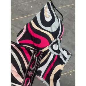 girl sport bra 2025 striped bikini women scarf swimwear sarong swimsuit headband beachwear colorful bathing suit