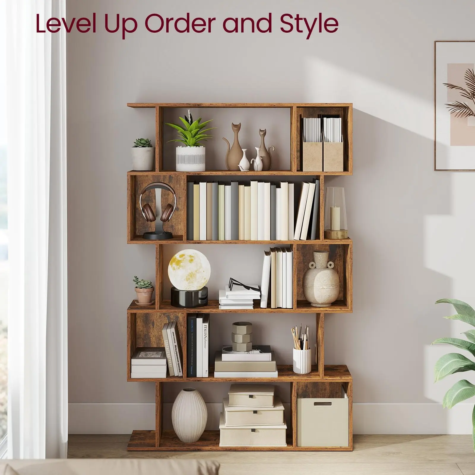 VASAGLE - Bookshelf, 5-Tier Bookcase, Storage Shelf with Open Compartments, Modern, for Living room, Bedroom, Office