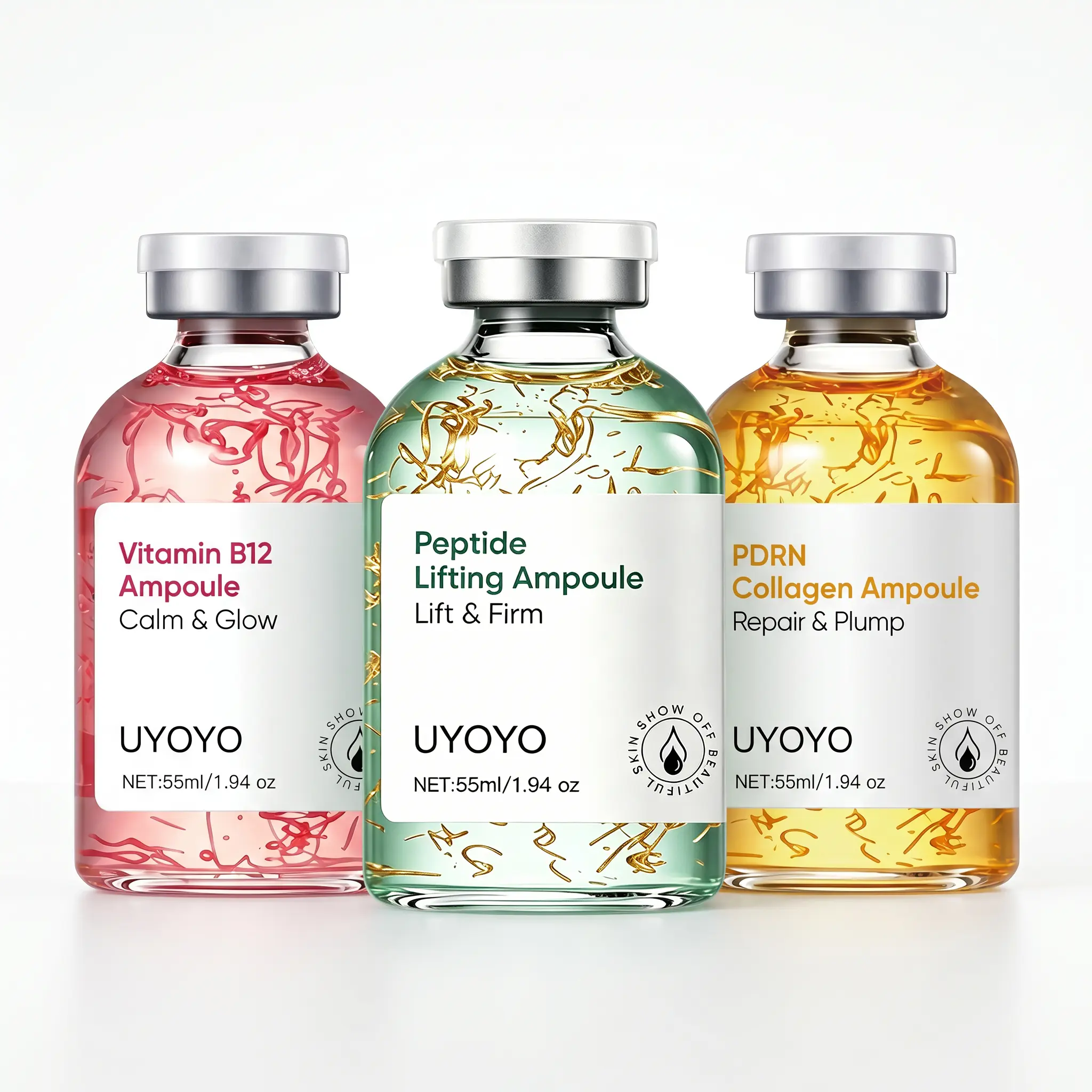Facial Ampoule Set, 3-Step Daily Skincare Routine with PDRN, Peptides & Vitamin B12, Hydrating Face Serum Collection, K-Beauty, 3 × 55 mL sohochic niacinamide