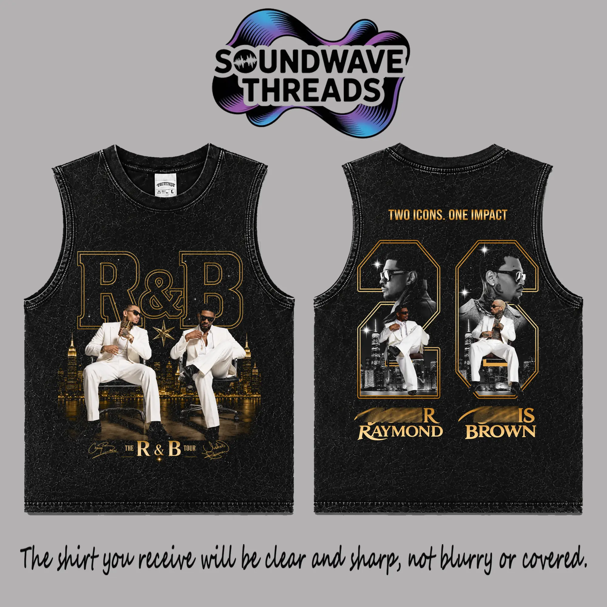 [SWT] The R&B Tour 2026: Raymond & Brown Special Premium Acid Washed 100% Tank Top T-Shirt, R&B Music Duo Graphic Tee, Urban Hip Hop Soul Streetwear Shirt, Concert Tour Merch, Gift for R&B Fans, Vintage Music Tee
