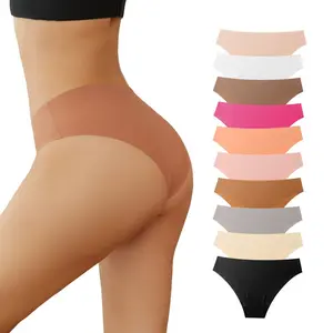 Women's Low-Waist Large-Size Nylon-Spandex Blend Simple Panties - Embroidered Solid Cotton Crotch, Breathable Ice Silk Seamless Underwear with Lotus Detailing