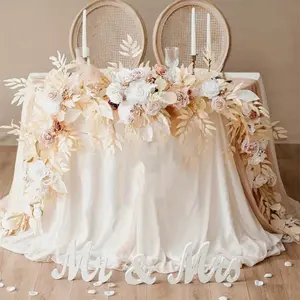 New 5.8FT Eucalyptus Garland With Flowers Willow Leaf Garland Handcrafted Wedding Table Centerpieces For Head Table Arch Backdrop Shower Party Wedding Decor Valentine's Day Decor Birthday Decor Spring Decorations Floral Plastic