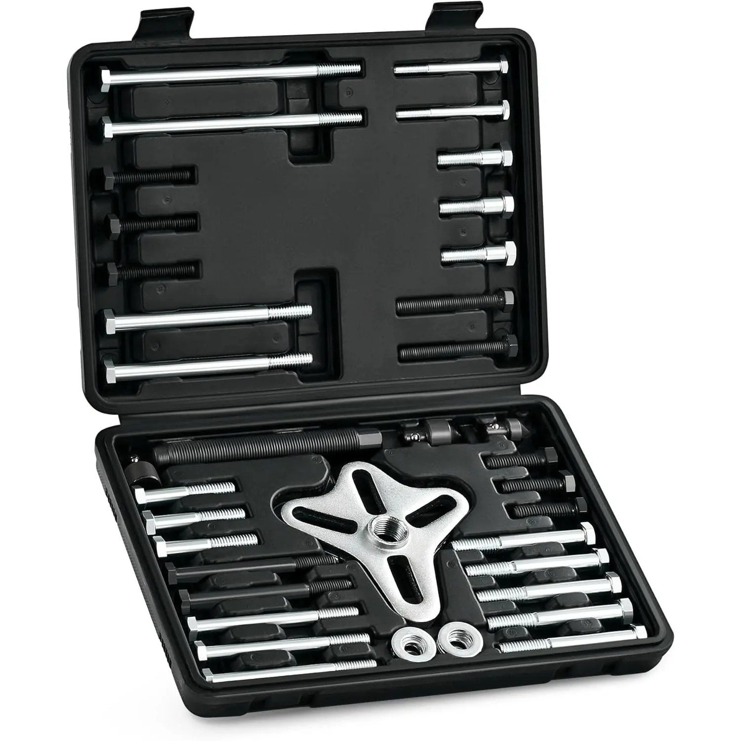 Orion Motor Tech Harmonic Balancer Puller Kit, 49pc Power Steering Pulley Puller Installer Tool Set, Heavy Duty Steering Wheel Puller Tool Kit for Flange Type Gear and Crank Puller