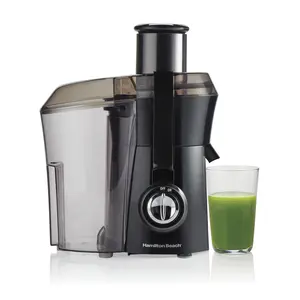 Hamilton Beach Big Mouth Juicer Machine for Fruits and Vegetables with Extra Large Chute, Extractor de Jugos, Black