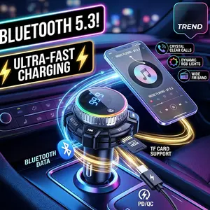The Latest Car FM Transmitter - Wireless Plug-and-Play MP3 Player, 30W PD 3.0 Fast Charging Radio Adapter Audio Receiver for SUV, Sedan Road Trip Essentials