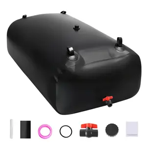 Water Storage Bladder, 142.7 Gallon (540L) Water Storage Container Tank, 1000D PVC Large Capacity Soft Bag Bladder, Collapsible Portable for Garden Irrigation, Camping, RV, Emergency Use - Black