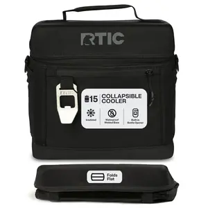 RTIC 15-Can, 16 Qt, Collapsible Soft Cooler with Bottle Opener, Black