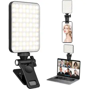 Portable Rechargeable Micro Selfie Fill Light - Makeup Tool, Easy-Clip Tech Accessory for Smartphones, Laptops, Tablets, Customizable Light for Video Calls (Black), Smartphone, Accessories