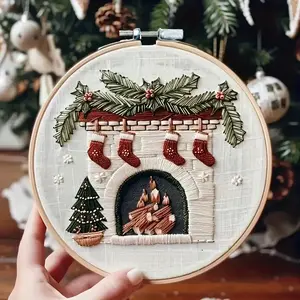 Christmas Embroidery Kit for Beginners & Adults, Hand Embroidered Classic Design Practice Set, Perfect Holiday Gift, Ideal Craft Project for New Year