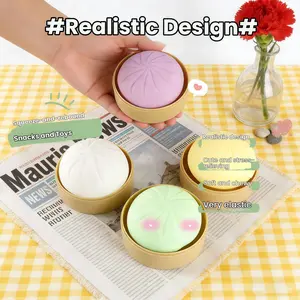 Prank Fake Food Large Dumpling Stress Relief Toy, Realistic Small Steamer Slow Bounce Decompression Toy, Fun Squeeze Plaything