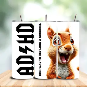 Funny ADHD Stainless Steel Water Bottle Tumbler, Washable Reusable Travel-Friendly Drinkware, Portable Beverage Cup, Unique Kitchenware Gift Flask