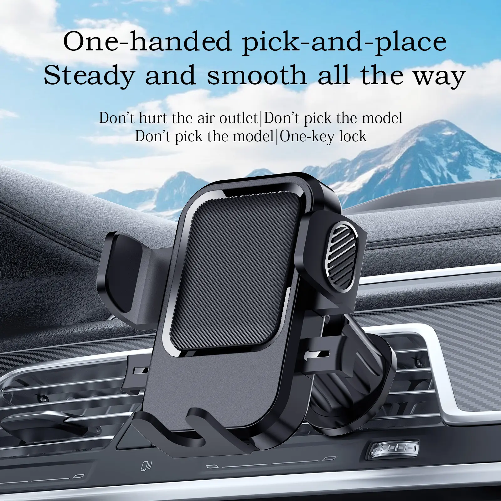 Car Phone Holder for Car Vent Adjustable Phone Mount Hands Free Car Phone Stand 360° Rotation Universal Cell Phone Holder for Vehicle Vertical Horizontal Use One Hand Operation Easy Installation for Driving