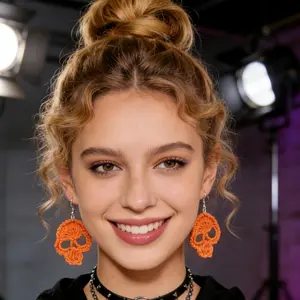 Handmade Crochet Pumpkin Earrings | Unique Fall Accessory