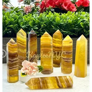 Wholesale Lot 2 lbs Yellow Fluorite Obelisk Tower Point Crystal Natural Energy