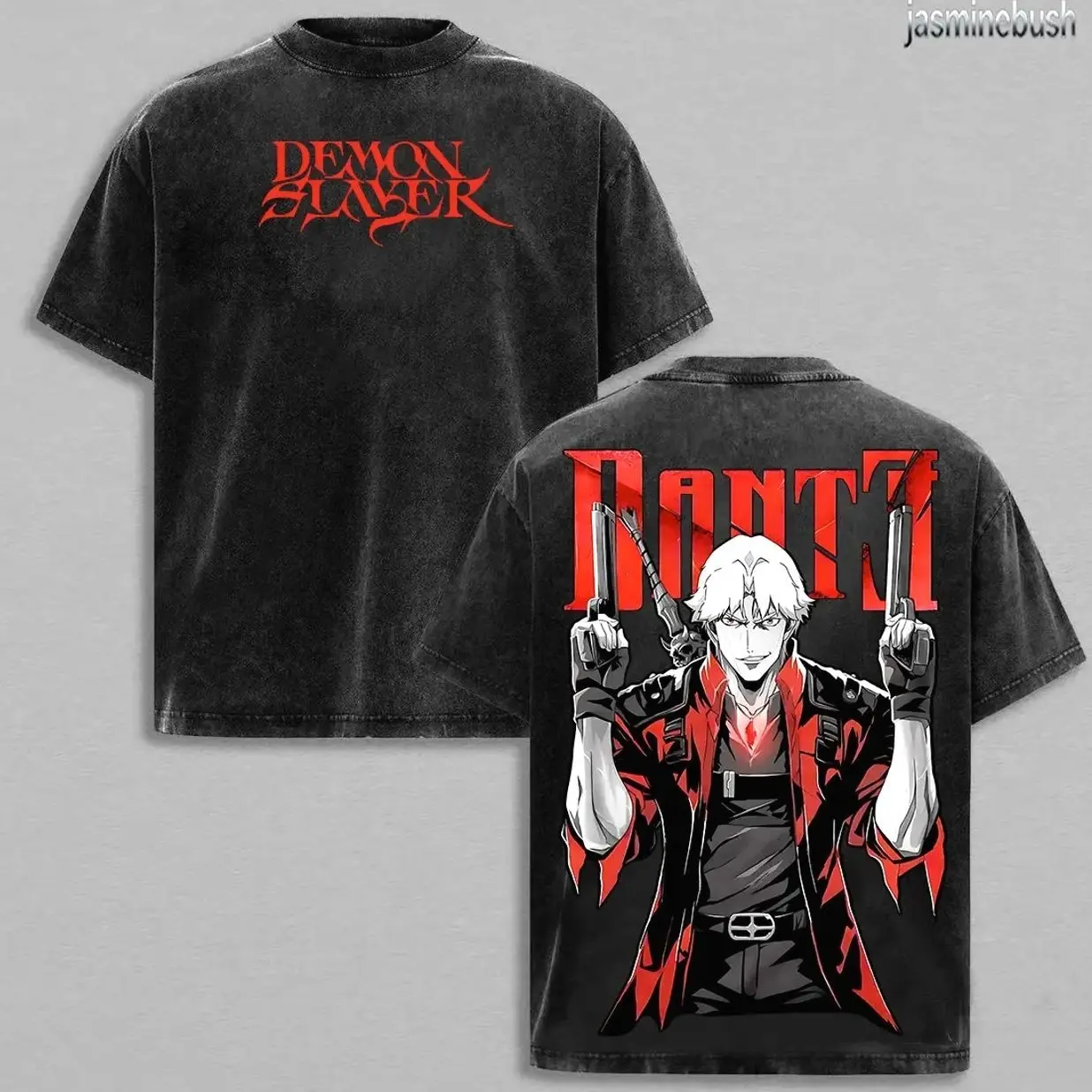 Dante Devil May Cry Shirt, Vintage Graphic Tee, Oversized Acid Washed Cotton T-Shirt, Devil Hunter Streetwear, Double Printed Game Tee, Soft Top for Fans, Gift for Anime & Gaming Lovers S18