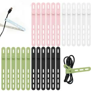 24Pcs Silicone Cable Ties – Reusable & Washable Adjustable Cable Management Straps with Locking Buckles, High Elasticity Cord Organizer for USB Cables, Charging Cords, Earphones, Home, Office & Travel