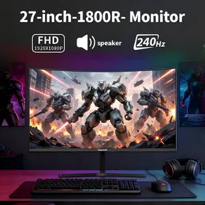 Gawfolk 27-Inch FHD 1080p Gaming Monitor - 1800R Curved, 240Hz Refresh Rate, 1ms Response Time, FreeSync, 98% sRGB, 178° Viewing Angle, HDMI 2.0/DisplayPort, 100x100mm Wall-Mount Compatible PC Monitor