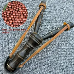 Wooden Bamboo Slingshot for Kids, Natural Wood Construction, Comfortable Grip, High Elasticity, Safe and Eco-Friendly, Ideal for Outdoor Play, Sport, Game