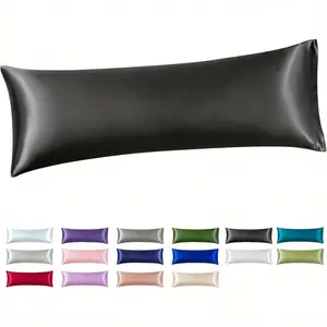 Satin Pillowcase Standard Size, Black Smooth and Cooling Satin-Silk Pillow Cases for Hair and Skin with Envelope Closure, Gift for Women Men