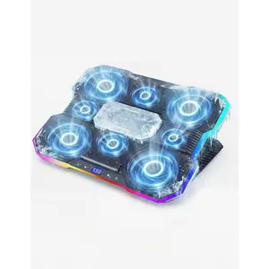 8-Fan Laptop Cooling Pad with Thermoelectric Cooler, 5-Speed  Control, 10 RGB Lights, 7-Height Adjustable Metal Panel Laptop Cooler, for 15.6-21 Inch Gaming Laptops