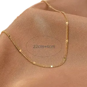 1pc Adjustable Copper Plated Gold Anklet, Suitable For Women's Daily Wear