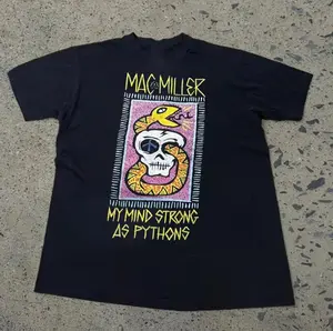 My Mind Strong As Pythons Mac Miller T-shirt, Short Sleeve Crew Neck T-Shirt, Pull On, Casual