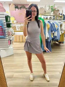 Brown Gingham Active Dress
