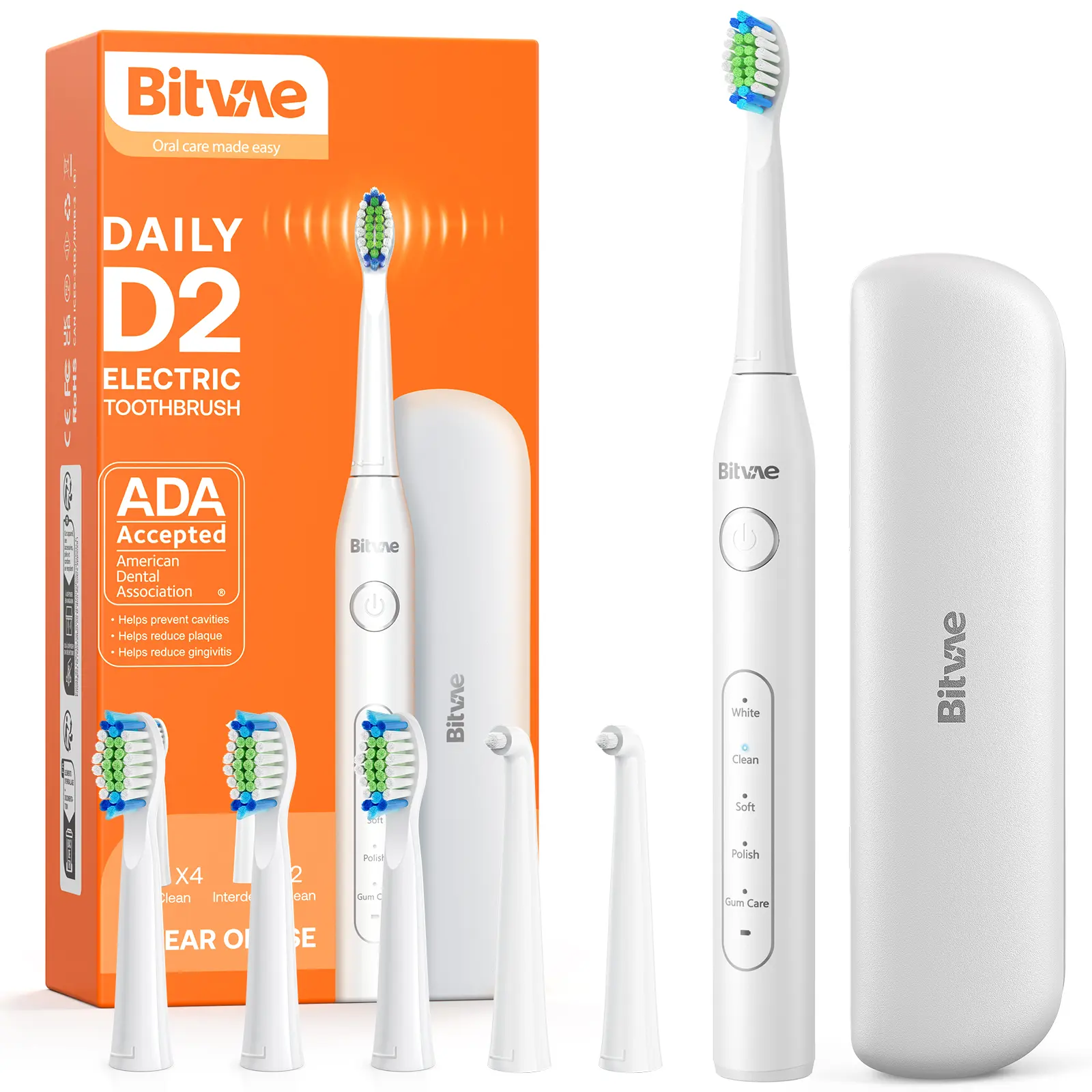 D2 Electric Toothbrush 4 Heads + 2 Interdental