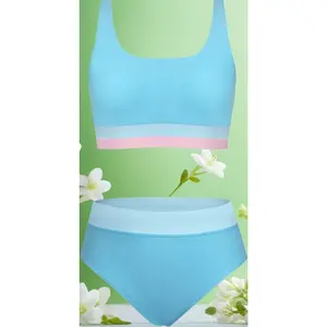 Girls Swimsuit Color Block Adjustable Straps Bikini Sets Teen Girl Two Piece Bathing Suits with Chest Pad 8-16 Years
