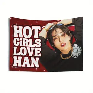 1 SKZ Han Hop Hot Concert Banner, Stray Member Kpop Banner, 2025 SKZ Tour Souvenir, Birthday Gifts & Festival Items for Fans, 3x5 feet