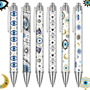 6/12PCS Evil Eye Retractable Ballpoint Pen, Smooth Quick-Drying Ink, Metal Clip for Portability, Pen for Student Notes & Office Signatures, High-Value Mysterious Gift Pen, Aesthetic Pens