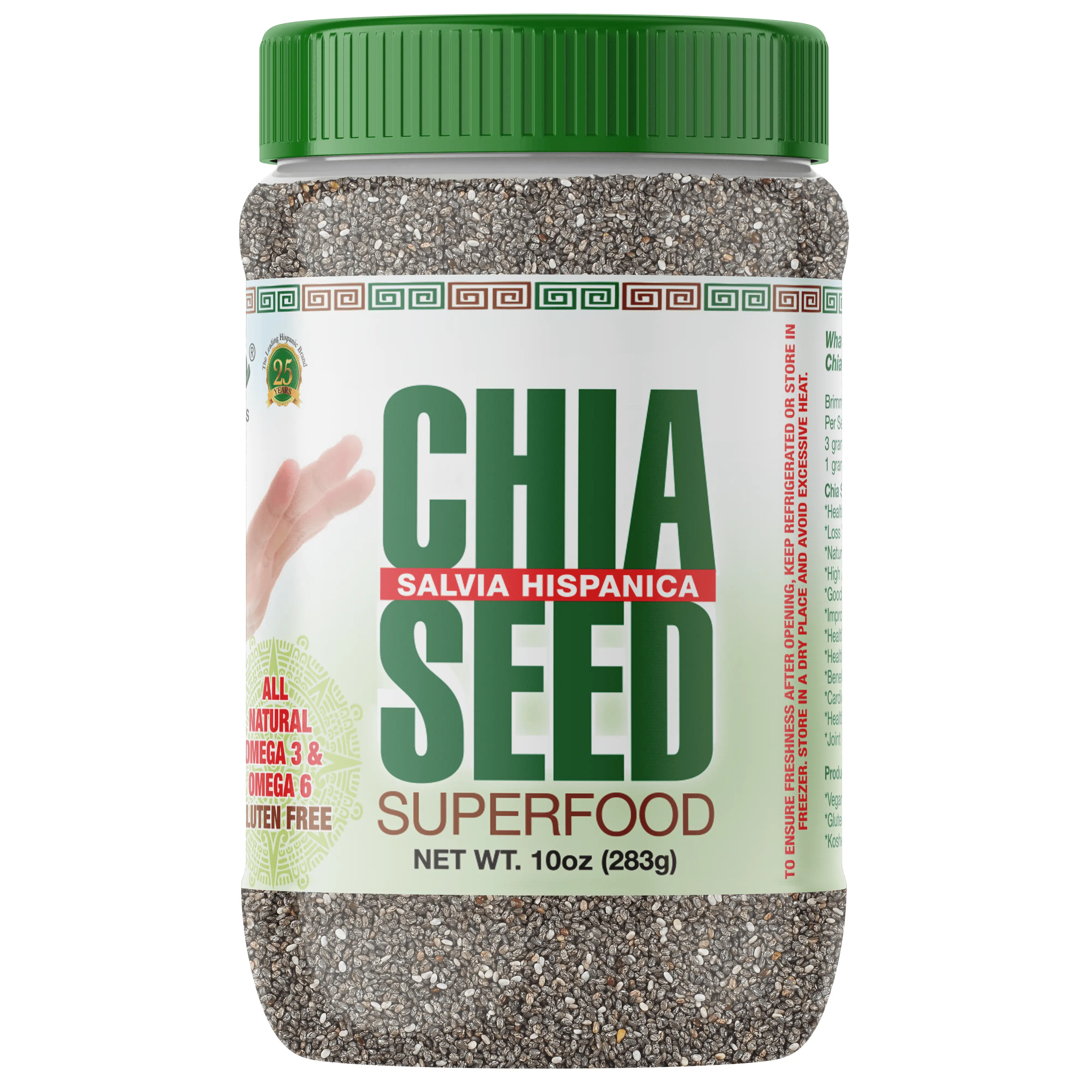 Chia Seed Superfood, 10 oz, High Fiber Protein Rich Snack - Omega 3 & 6 - Gluten Free - Versatile Cooking Option - All Natural Salvia Hispanica