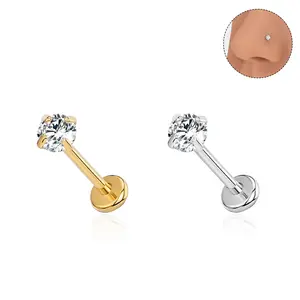 Oufer Titanium 20G Push Pin Flat Back Nose Stud Non Tarnish Nose Piercing Jewelry for Everyday Wear