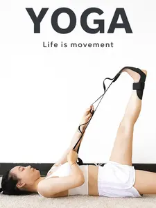 Yoga Stretching Belt - Black Polyester Cotton Foot Drop Stroke Hemiplegia Rehabilitation Strap for Leg Training & Ankle Joint Correction Braces Elastic Band Stability Versatile for Yoga Ballet Pilates