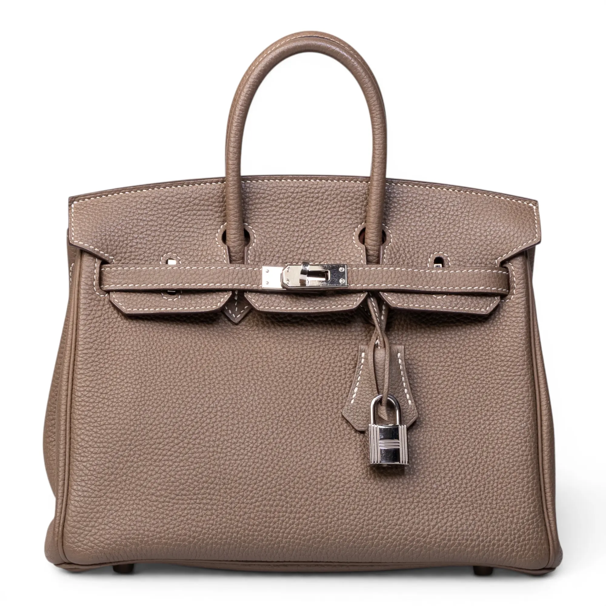 Pre-owned HERMÈS Togo Leather Shoulder Bags Hermes Birkin 25 Etoupe Togo H26030857
