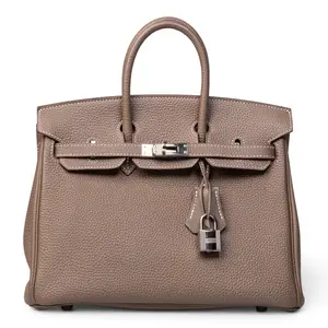 Pre-owned HERMÈS Togo Leather Shoulder Bags Hermes Birkin 25 Etoupe Togo H26030857