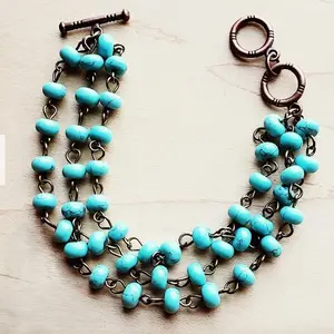 The Jewelry Junkie Turquoise Triple Strand Bracelet