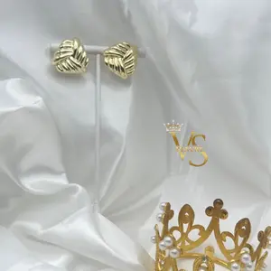 Valdes Luxury Gold Stud Earrings 14K Gold Plated High Quality Daily Wear Elegant Earrings