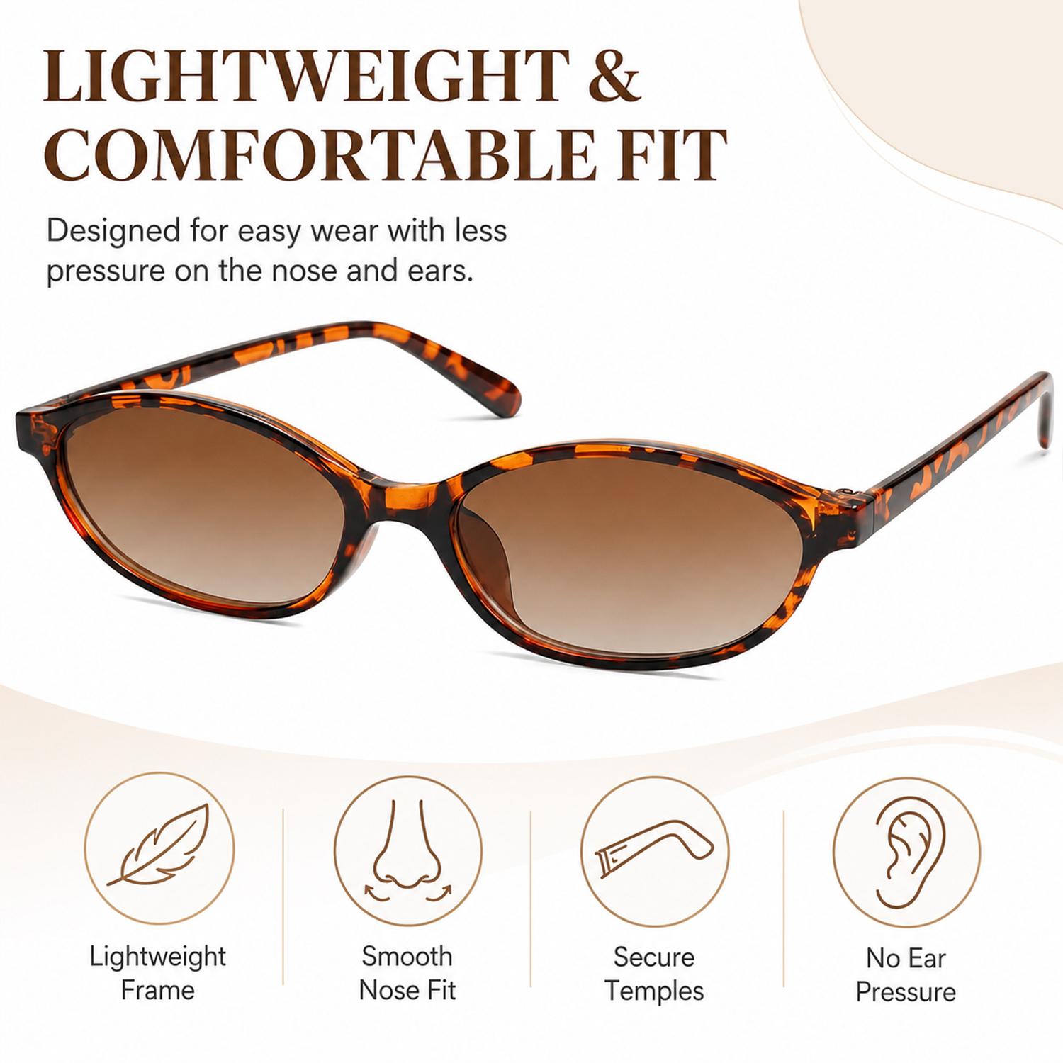 〖Summer Vibes〗3 PCS Retro Oval Sunglasses for Women Chic Cat Eye 90s Sunnies Lightweight Narrow Shades Trendy UV Protection Sunglasses Vintage Rich Girl Sunglasses Women#tiktokshopbacktoschool